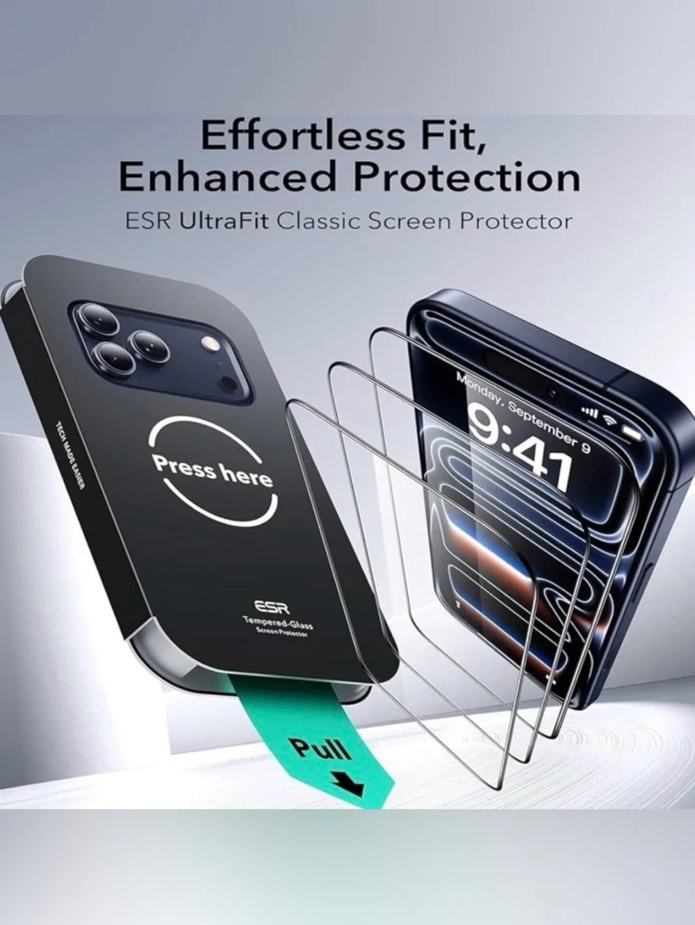 💞 New 3 Pack Tempered Clear Glass Screen Protector for iPhone 16 Pro Cell Phones